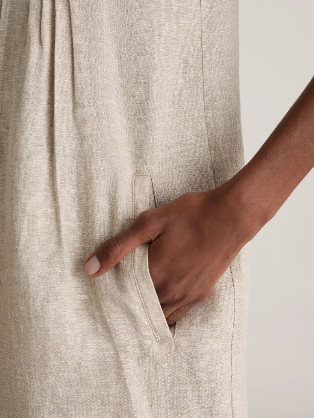 Quince Sleeveless Pintuck Linen Mini Dress in Natural - Picture 3 of 8